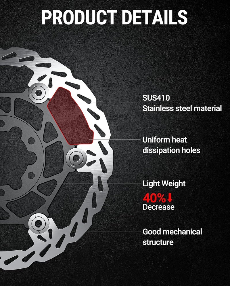 Beastspk Floating Rear Disc Brake Rotor(220mm),Aircraft Aluminum Core,Stainless Steel MTB Brakes Rotors with 6-Hole,Thickness 2.3mm,High Performance for Talaria Sting R MX3,MX4(Rear) - Image 4